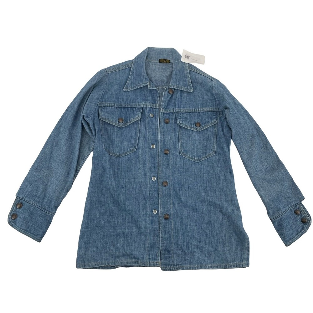 Big Yank Men's Shirt Jacket Vintage 1970s Blue Denim Cotton Medium